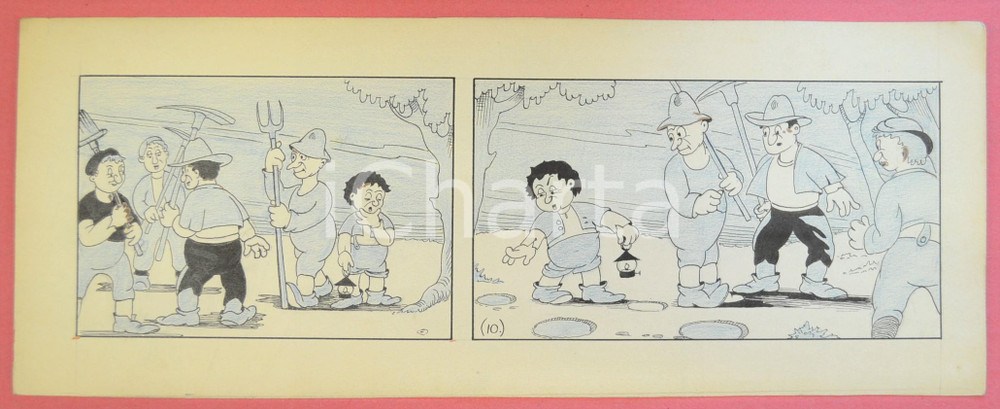 1950 ca DUTCH COMIC by A. REUVERS Original comic strip n.10 - ORIGINAL ART Striscia a fumetti d'epoca, originale e autentica. Disegno originale a china di A. Reuvers.EDITORE: Omnium PressCONDIZIONI: FAIRDIMENSIONI: 32x12 cm    originale e autentica 1
