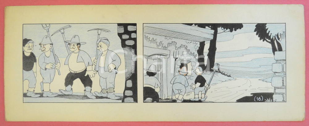 1950 ca DUTCH COMIC by A. REUVERS Original comic strip n.16 - ORIGINAL ART Striscia a fumetti d'epoca, originale e autentica. Disegno originale a china di A. Reuvers.EDITORE: Omnium PressCONDIZIONI: FAIRDIMENSIONI: 32x12 cm    originale e autentica 1