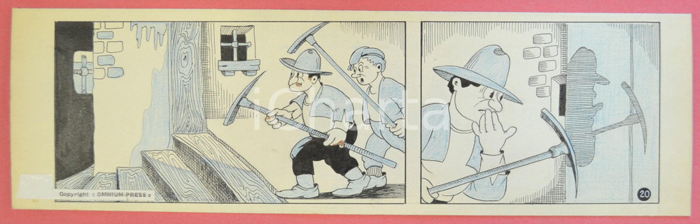 1950 ca DUTCH COMIC by A. REUVERS Original comic strip n.20 - ORIGINAL ART Striscia a fumetti d'epoca, originale e autentica. Disegno originale a china di A. Reuvers.EDITORE: Omnium PressCONDIZIONI: FAIRDIMENSIONI: 32x9 cm    originale e autentica 1