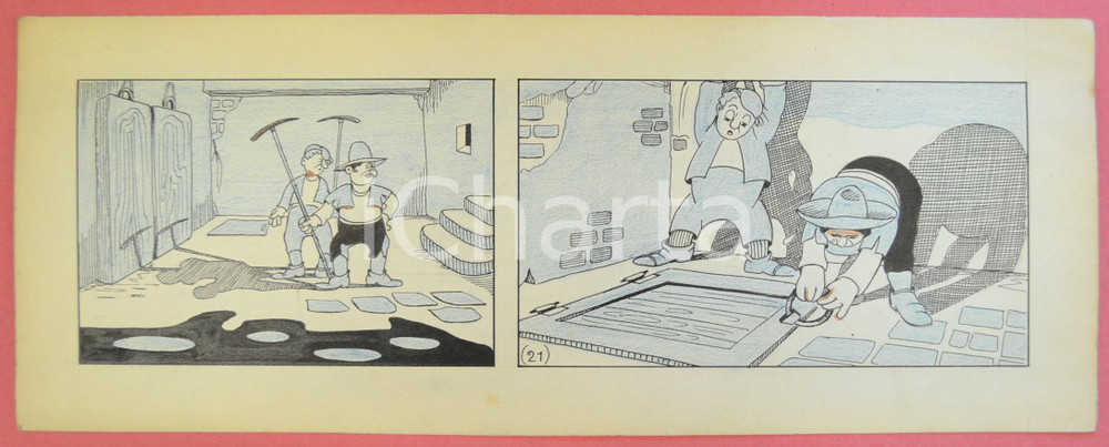 1950 ca DUTCH COMIC by A. REUVERS Original comic strip n.21 - ORIGINAL ART Striscia a fumetti d'epoca, originale e autentica. Disegno originale a china di A. Reuvers.EDITORE: Omnium PressCONDIZIONI: FAIRDIMENSIONI: 32x12 cm    originale e autentica 1