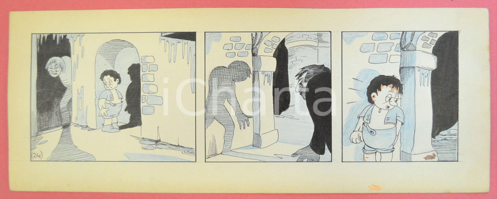1950 ca DUTCH COMIC by A. REUVERS Original comic strip n.24 - ORIGINAL ART Striscia a fumetti d'epoca, originale e autentica. Disegno originale a china di A. Reuvers.EDITORE: Omnium PressCONDIZIONI: FAIRDIMENSIONI: 32x12 cm    originale e autentica 1
