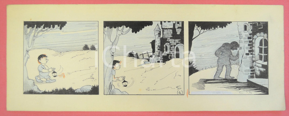 1950 ca DUTCH COMIC by A. REUVERS Original comic strip n.4 - ORIGINAL ART Striscia a fumetti d'epoca, originale e autentica. Disegno originale a china di A. Reuvers.EDITORE: Omnium PressCONDIZIONI: FAIRDIMENSIONI: 32x12 cm    originale e autentica 1