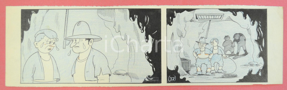 1950 ca DUTCH COMIC by A. REUVERS Original comic strip n.37 - ORIGINAL ART Striscia a fumetti d'epoca, originale e autentica. Disegno originale a china di A. Reuvers.EDITORE: Omnium PressCONDIZIONI: FAIRDIMENSIONI: 32x9 cm    originale e autentica 1