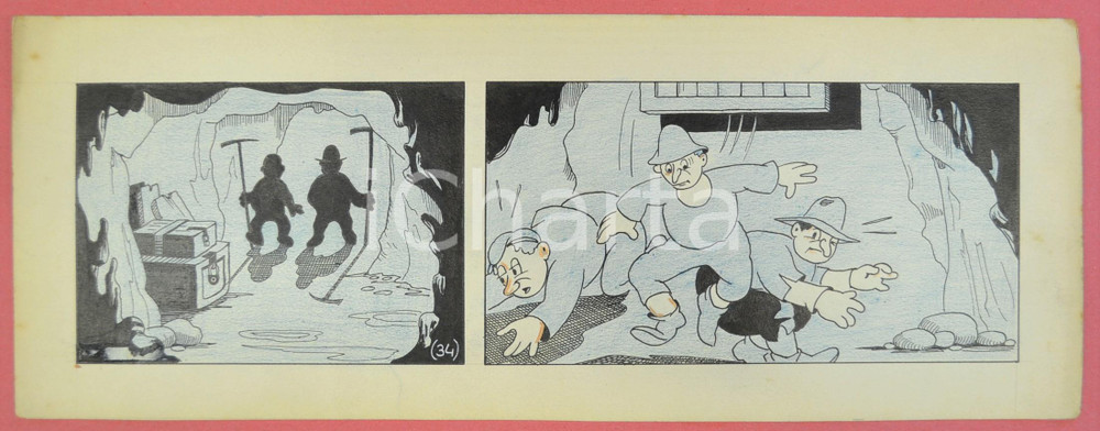 1950 ca DUTCH COMIC by A. REUVERS Original comic strip n.34 - ORIGINAL ART Striscia a fumetti d'epoca, originale e autentica. Disegno originale a china di A. Reuvers.EDITORE: Omnium PressCONDIZIONI: FAIRDIMENSIONI: 32x12 cm    originale e autentica 1