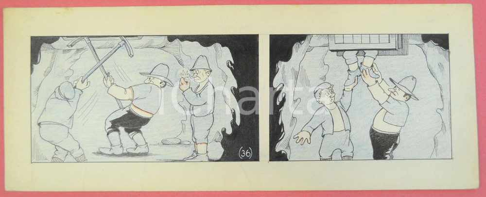 1950 ca DUTCH COMIC by A. REUVERS Original comic strip n.36 - ORIGINAL ART Striscia a fumetti d'epoca, originale e autentica. Disegno originale a china di A. Reuvers.EDITORE: Omnium PressCONDIZIONI: FAIRDIMENSIONI: 32x12 cm    originale e autentica 1