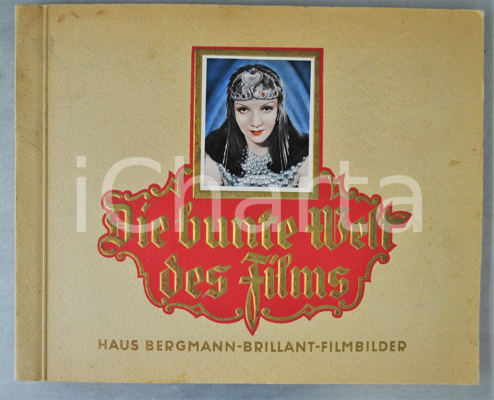 1930 ca CINEMA GERMANY Die Bunte Welt des Films - Album 208 color portraits Album originale d'epoca, completo, recante 208 ritratti a colori degli attori dell'epoca e 3 immagini a piena pagina.Coperta in cartoncino, flessibile.EDITORE: Haus Bergmann Brillant FilmbilderPAGINE: 63 FAIR/discreto buone condizioni interne, lievi macchie e tracce d'uso in copertina Formato: 31x25 cm originale e autentica 1
