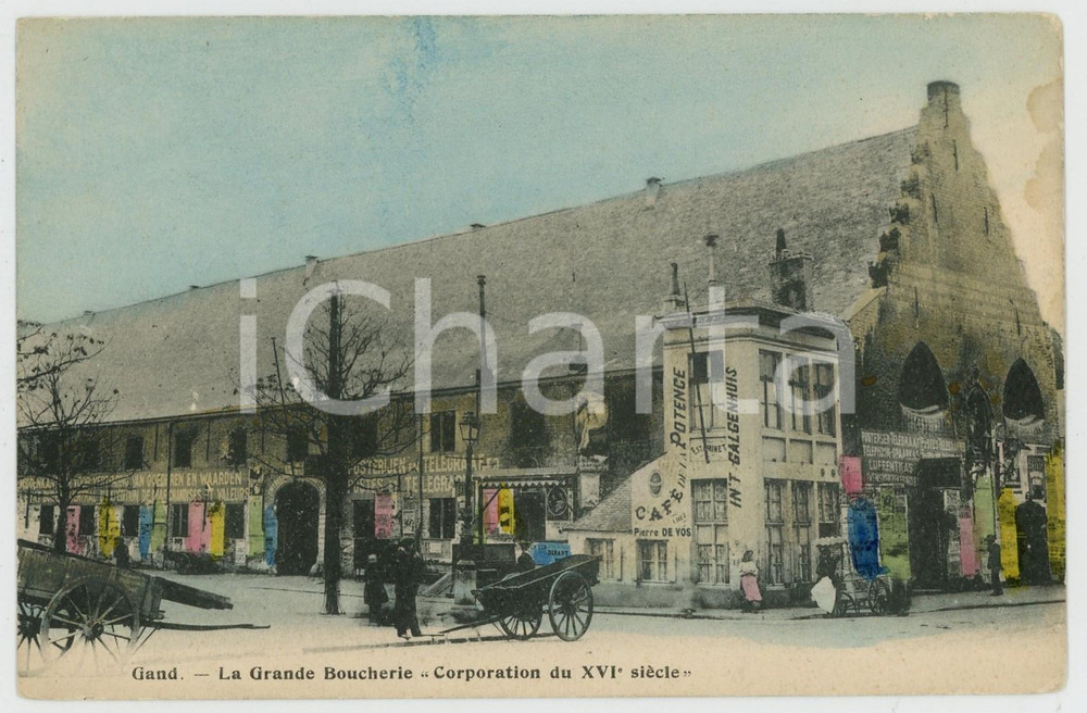 1900 ca GAND (B) La Grande Boucherie - Corporation du XVIe siècle - Postcard  Cartolina postale d'epoca, non viaggiata.  FAIR/discreto macchie marginali Formato: 14x9 cm originale e autentica 1