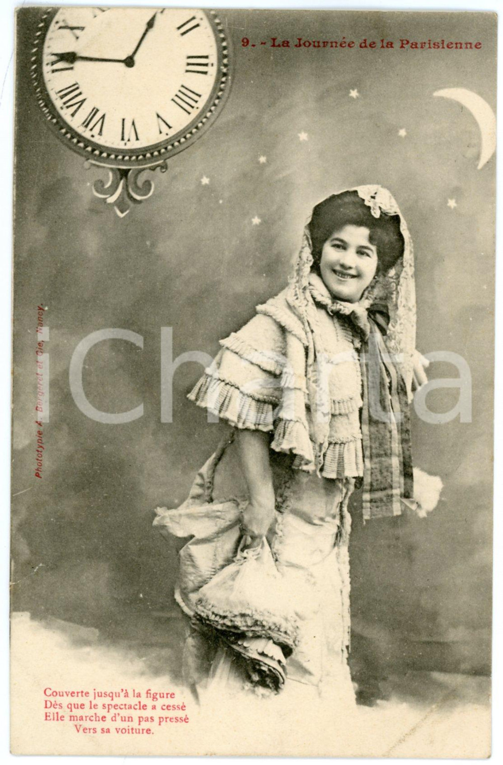 1903 FRANCE La journée de la Parisienne - Le spectacle a cessé *Postcard n°9  Cartolina postale d'epoca, viaggiata. POOR/danneggiato strappo di 0,5 cm al lato sinistro Formato: 9x14 cm originale e autentica 1