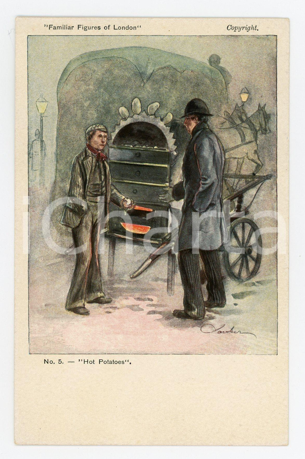 1900ca FAMILIAR FIGURES IN LONDON Hot potatoes - Illustrated Postcard FP NV  Cartolina d'epoca, non viaggiata.CONDIZIONI: FAIRFORMATO: FP    originale e autentica 1