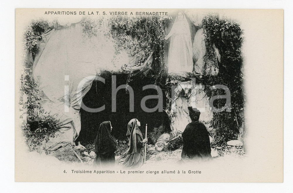 1905ca LOURDES Troisième apparition de la T.S. Vierge a Bernadette - Postcard FP  Cartolina postale d'epoca, non viaggiata.EDITORE: D.T. Edit., LourdesCONDIZIONI: FAIRFORMATO: FP    originale e autentica 1