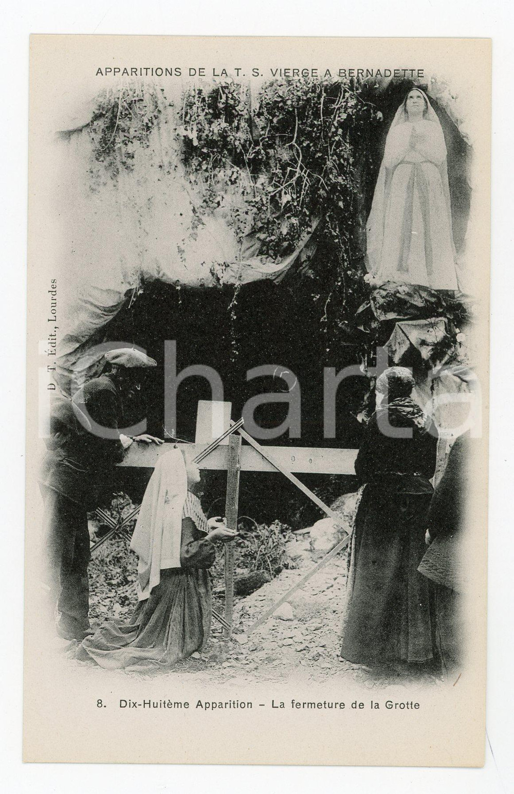 1905 ca LOURDES Dix-Huitième Apparition de la T.S. Vierge a Bernadette Postcard  Cartolina postale d'epoca, non viaggiata.EDITORE: D.T. Edit., LourdesCONDIZIONI: FAIRFORMATO: FP    originale e autentica 1