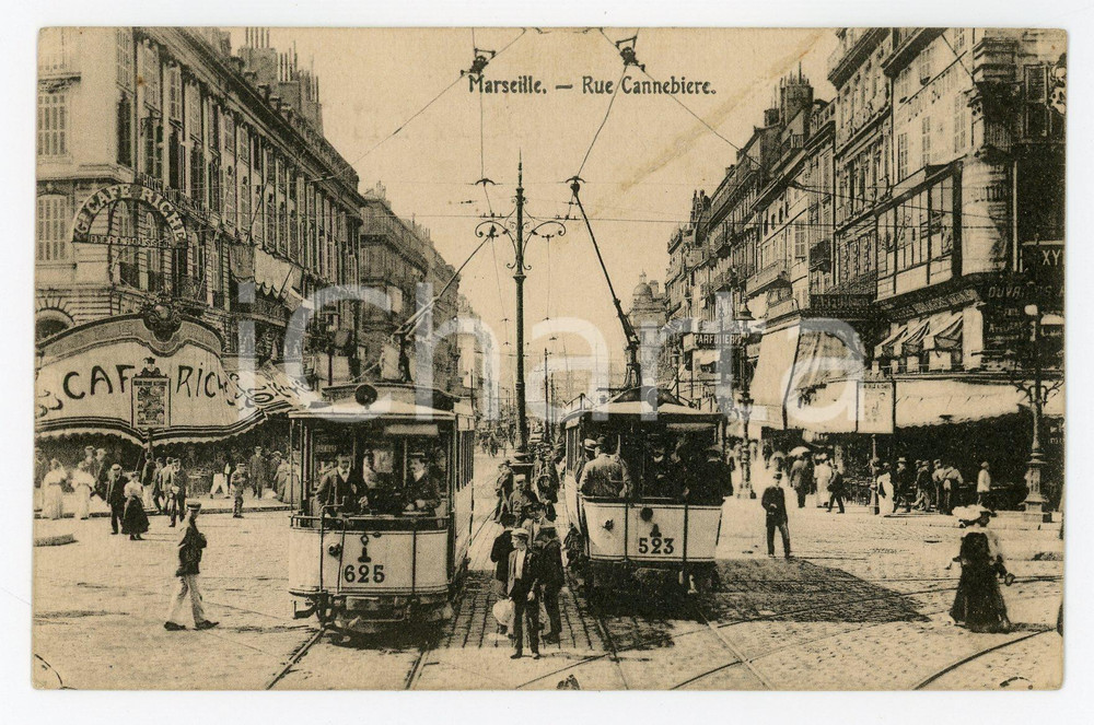 1923 MARSEILLE (F) Tramways in Rue Cannebierre - Carte postale FP NV  Cartolina postale d'epoca, non viaggiata ma con testo manoscritto al verso.CONDIZIONI: FFORMATO: FP    originale e autentica 1