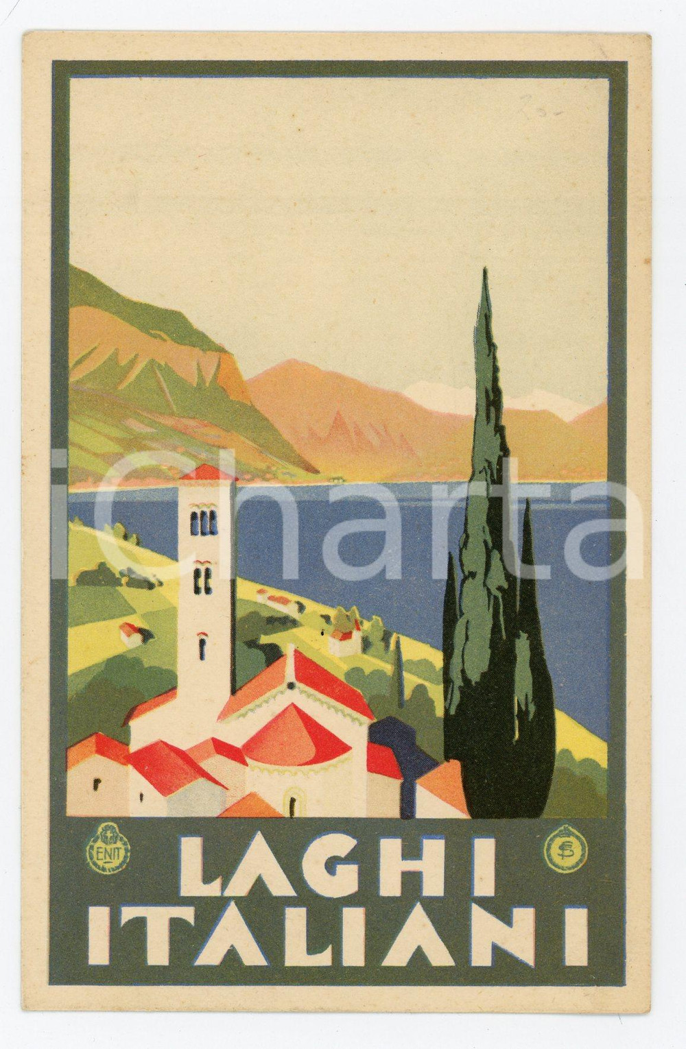 1925 ca ENIT Laghi italiani - Cartolina ILLUSTRATA FP NV (2)  Cartolina postale d'epoca, non viaggiata. GOOD/buono  Formato: 9x14 cm originale e autentica 1