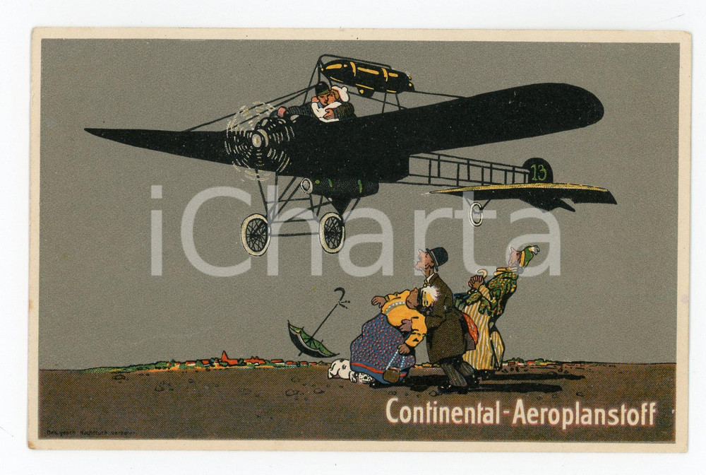 1917 CONTINENTAL  Aeroplanstoff - Cartolina Vintage ILLUSTRATA FP VG  Cartolina postale d'epoca, viaggiata.CONDIZIONI: FAIRFORMATO: FP    originale e autentica 1