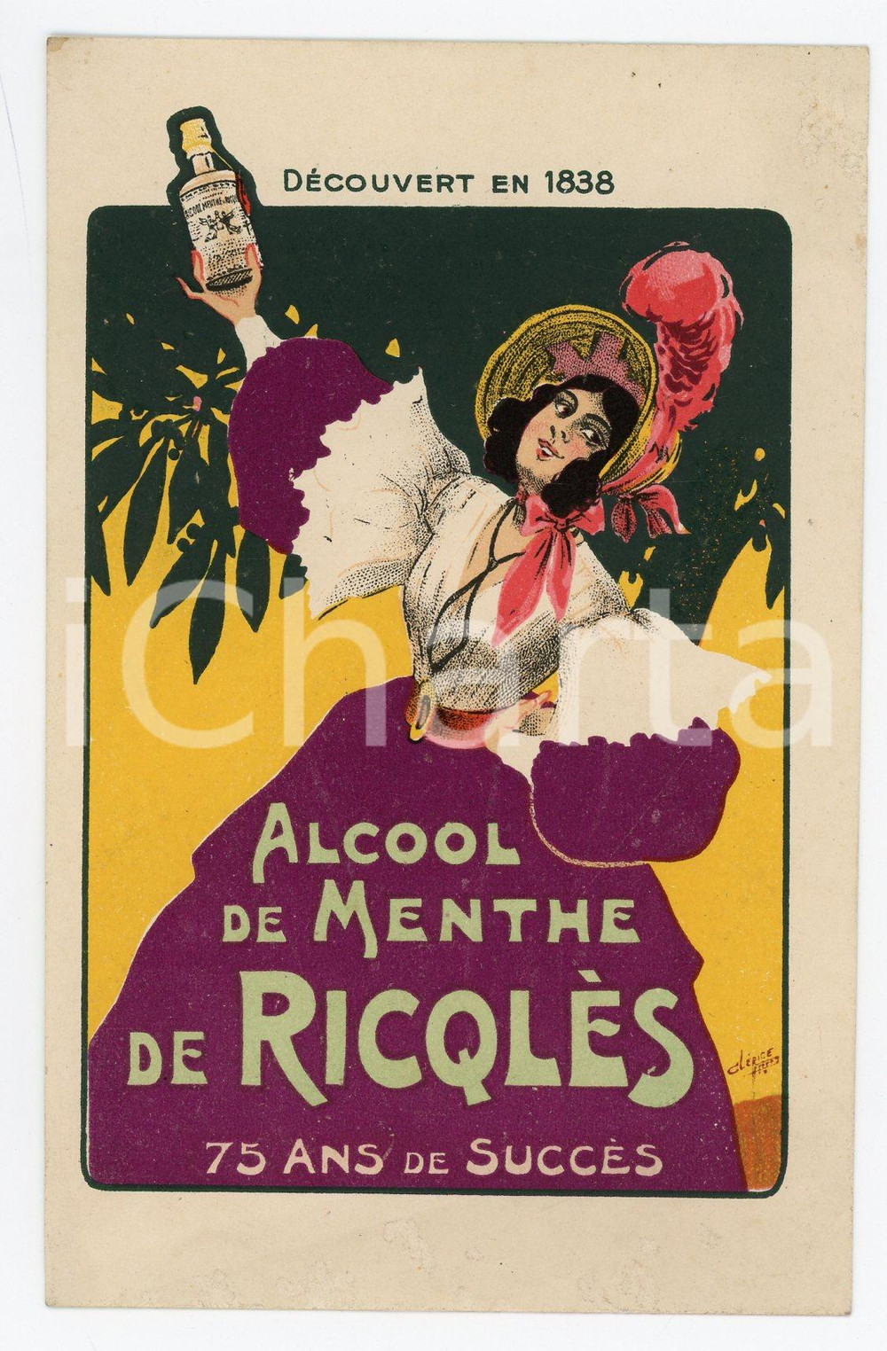 1913 RICQLES Alcool de menthe - Illustration by CLERICE Postcard FP nv  Cartolina postale d'epoca, non viaggiata.CONDIZIONI: FAIRFORMATO: FP    originale e autentica 1