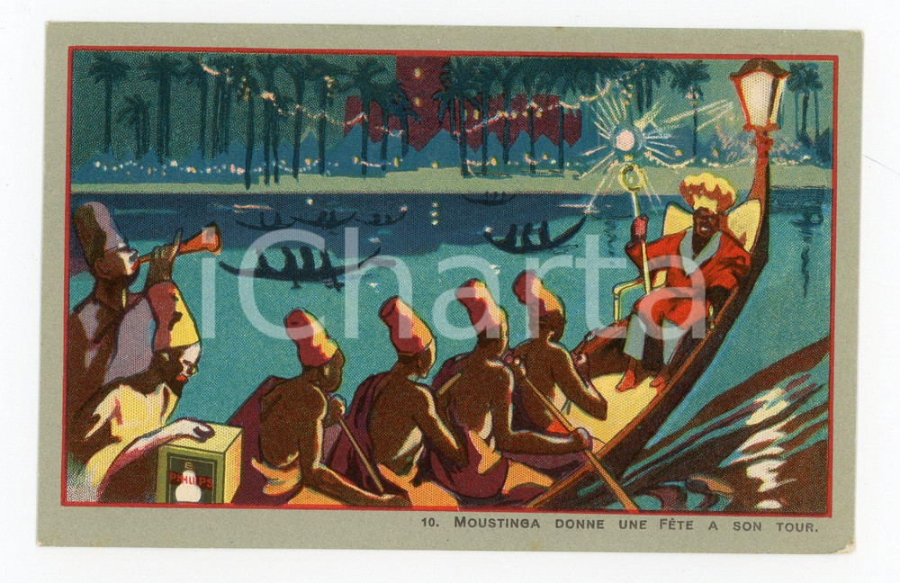 1925 ca Lampes PHILIPS - Moustinga donne un fÃªte a son tour - Carte postale  Cartolina d'epoca, non viaggiata.CONDIZIONI: FAIRFORMATO: FP    originale e autentica 1