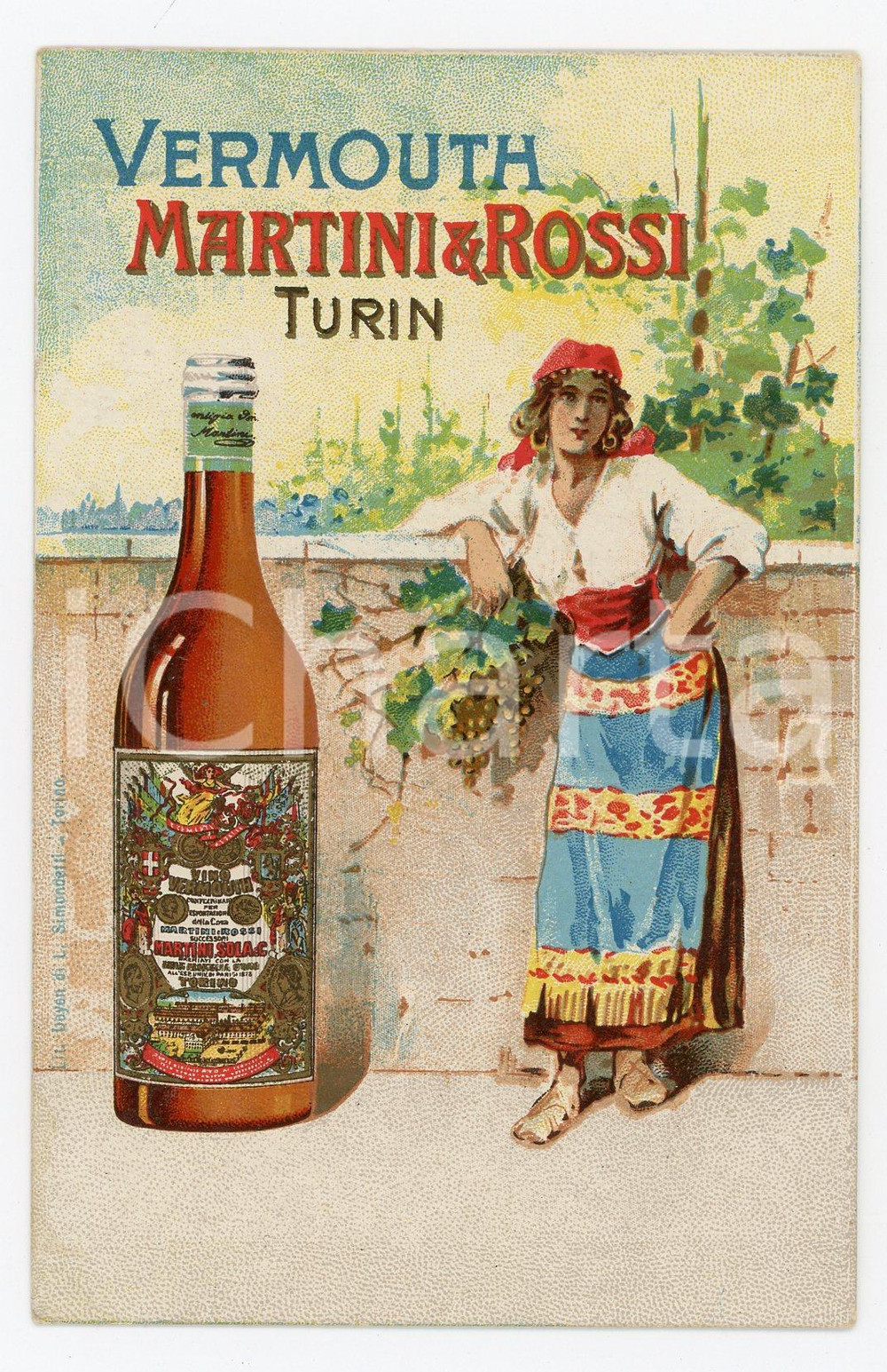 1900ca PARIS - MARTINOTTI Vermouth MARTINI E ROSSI Cartoncino pubblicitario  Cartoncino pubblicitario d'epoca.CONDIZIONI: FFORMATO: 8x13cm    originale e autentica 1