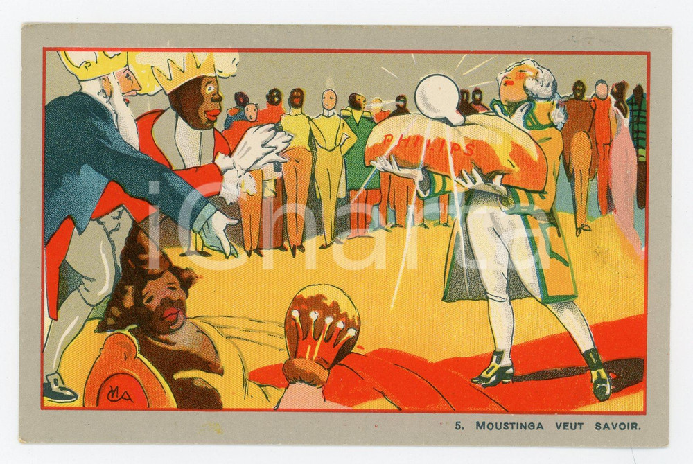 1925 ca Lampes PHILIPS - ARGENTA Moustinga veut savoir - Carte postale  Cartolina postale d'epoca, non viaggiata.CONDIZIONI: FFORMATO: FP    originale e autentica 1