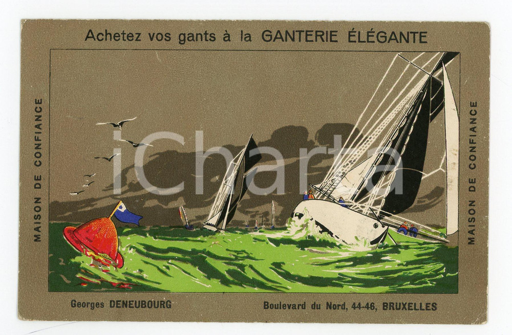 1909 BRUXELLES Ganterie Elegante - Maison Georges DENEUBOURG - Carte postale Cartolina postale d'epoca, illustrata, pubblicitaria, stampata in cromolitografia.Viaggiata.CONDIZIONI: GFORMATO: FP    originale e autentica 1