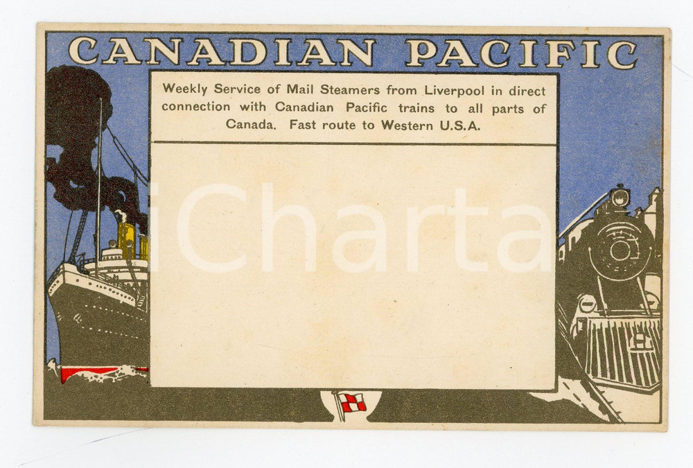 1910 ca CANADIAN PACIFIC Mail Steamers - Vintage illustrated postcard Cartolina postale pubblicitaria, illustrata, non viaggiata.CONDIZIONI: GFORMATO: FP    originale e autentica 1