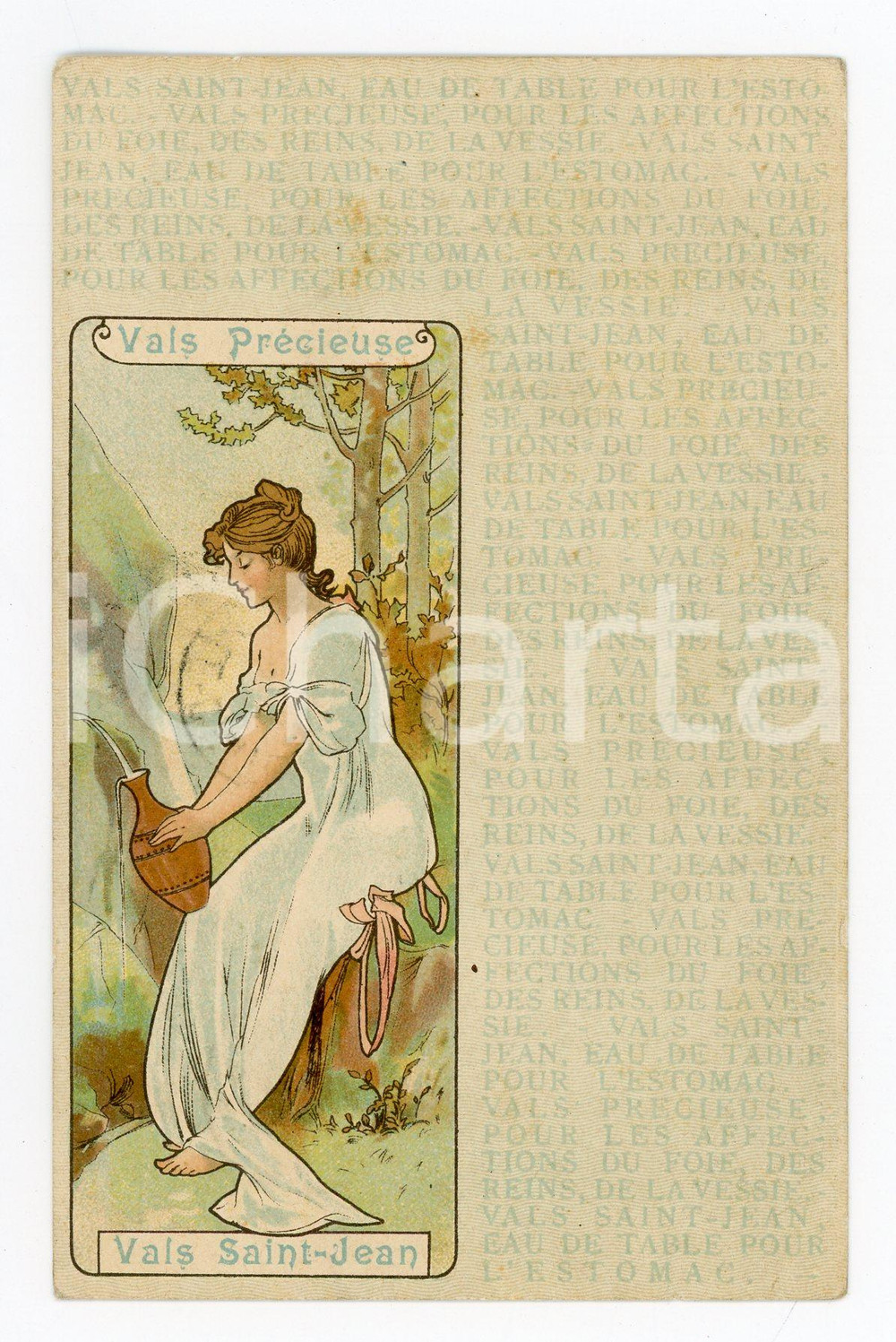 1901 VALS PRECIEUSE - VALS SAINT-JEAN Eau de table - Illustrated postcard FP VG  Cartolina postale d'epoca, viaggiata.CONDIZIONI: F (bruniture diffuse)FORMATO: FP    originale e autentica 1