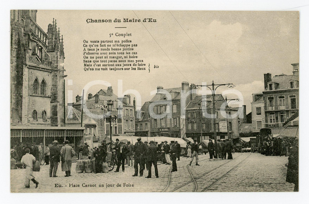 1910 ca ROUBAIX Place Carnot un jour de foire - Chanson du Maire d'Eu - Postcard  Cartolina postale d'epoca, non viaggiata.CONDIZIONI: GFORMATO: FP    originale e autentica 1