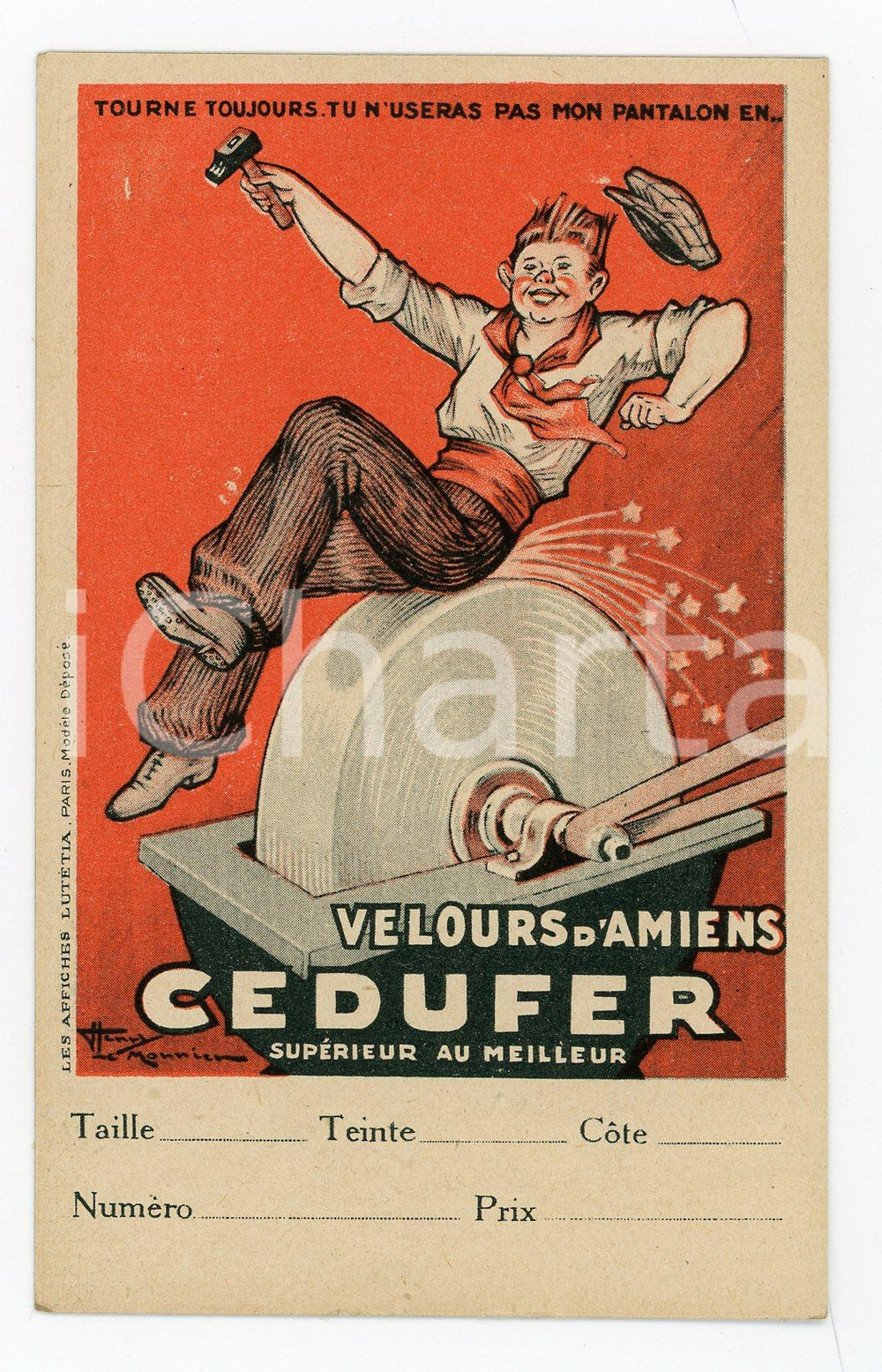 1920ca AMIENS - CEDUFER Illustration Henry LE MONNIER Cartoncino pubblicitario  Cartoncino pubblicitario d'epoca. CONDIZIONI: GFORMATO: FP    originale e autentica 1