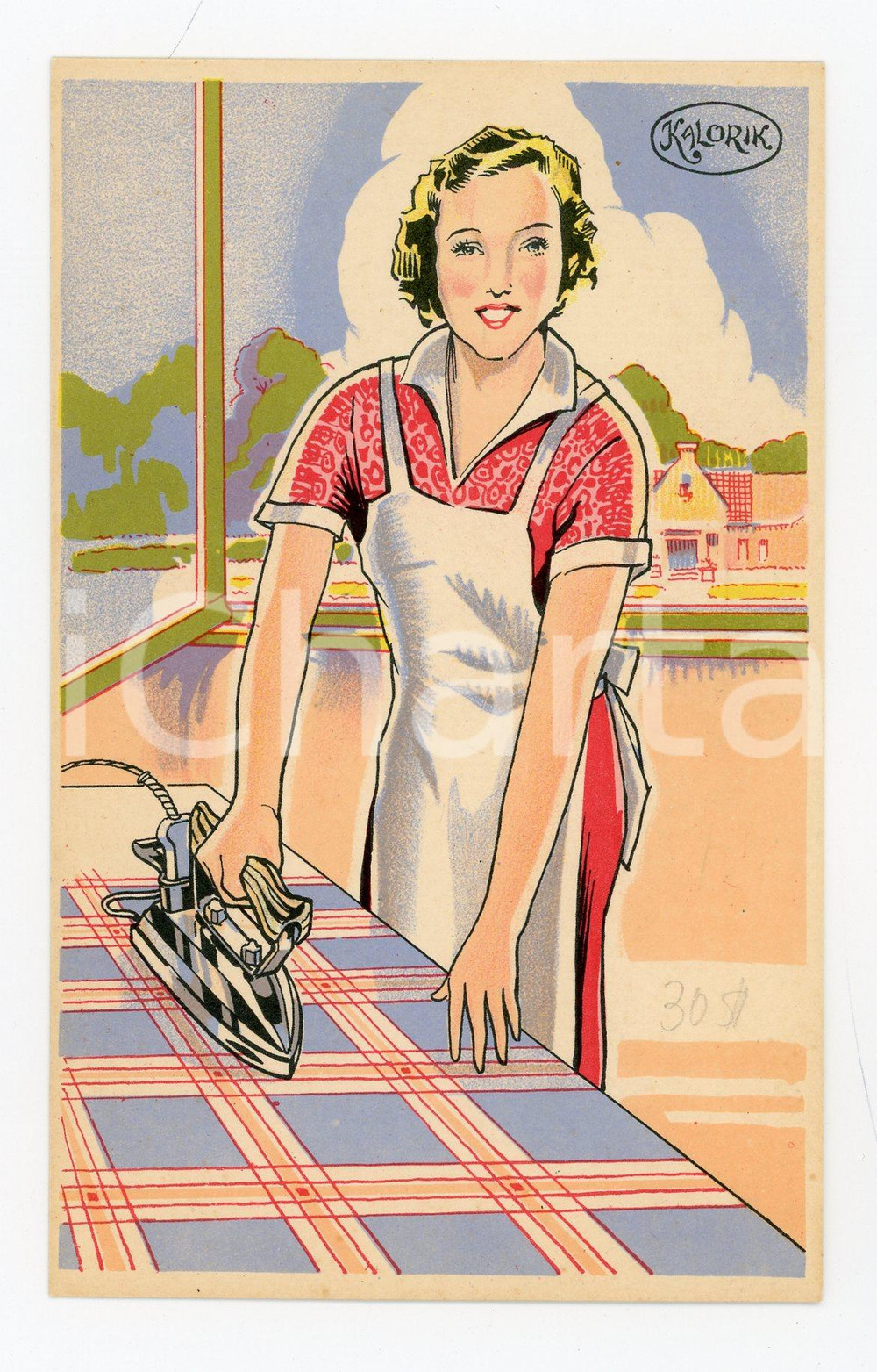 1925ca KALORIK Fer à repasser électrique ILLUSTRATED Postcard FP NV  Cartolina postale d'epoca, non viaggiata.CONDIZIONI: GFORMATO: FP    originale e autentica 1