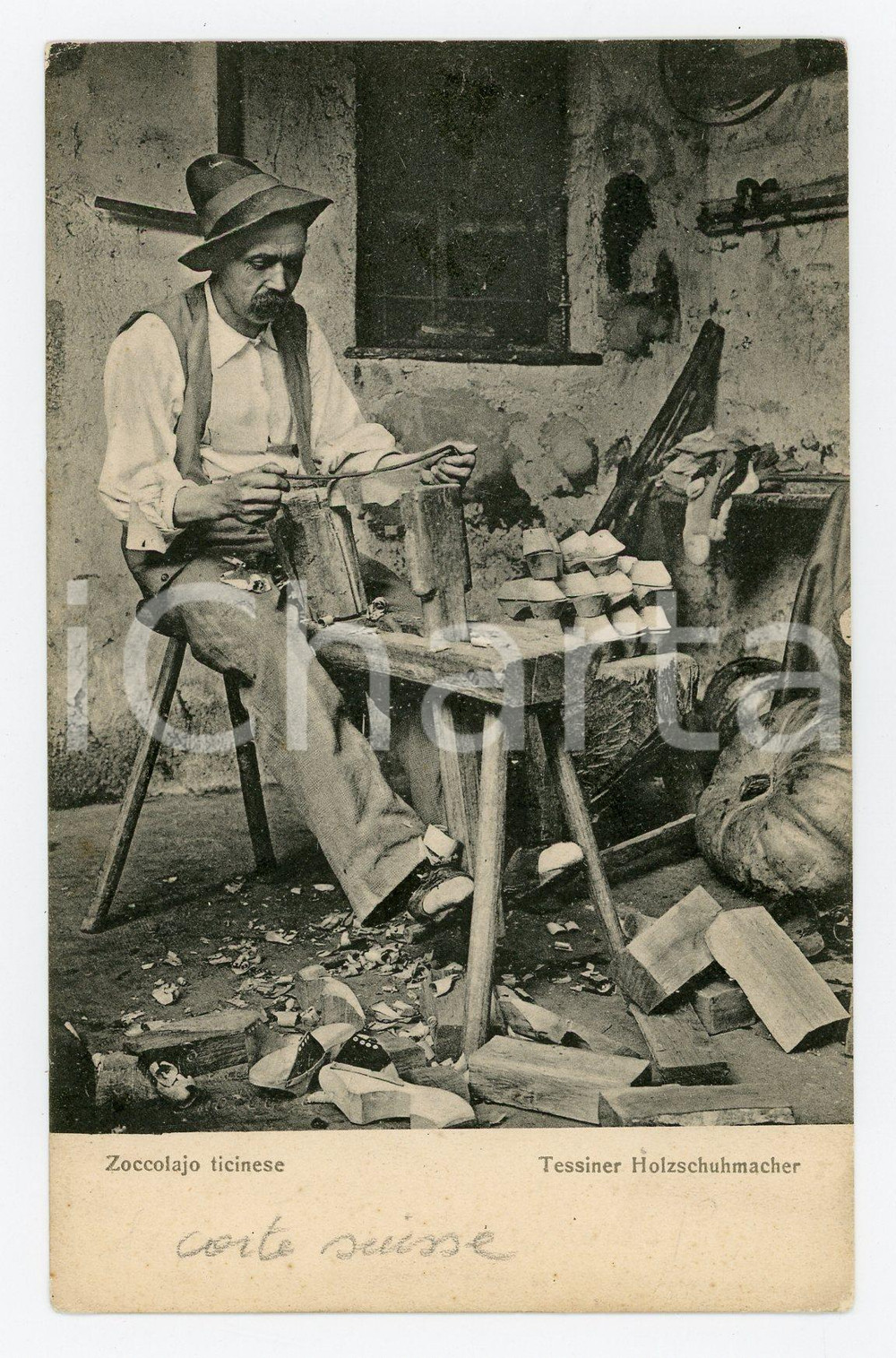 1910 ca CANTON TICINO (CH) Zoccolaio ticinese - Cartolina ANIMATA FP NV  Cartolina postale d'epoca, non viaggiata.CONDIZIONI: FFORMATO: FP    originale e autentica 1