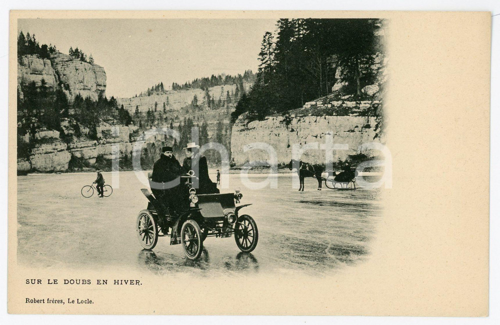 1900 LE LOCLE (CH) Sur le Doubs en hiver avec automobile - Carte Postale  Cartolina d'epoca, non viaggiata.CONDIZIONI: FFORMATO: FP    originale e autentica 1