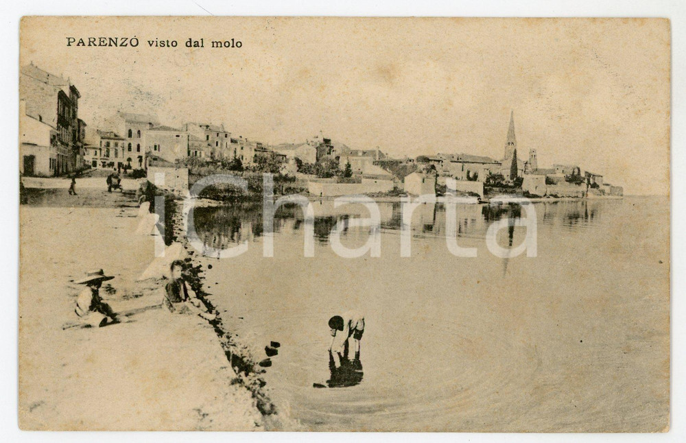 1910 ca PARENZO (CROAZIA) Veduta del molo - Cartolina ANIMATA FP VG  Cartolina postale d'epoca, viaggiata.CONDIZIONI: FAIR (bruniture diffuse)FORMATO: FP    originale e autentica 1