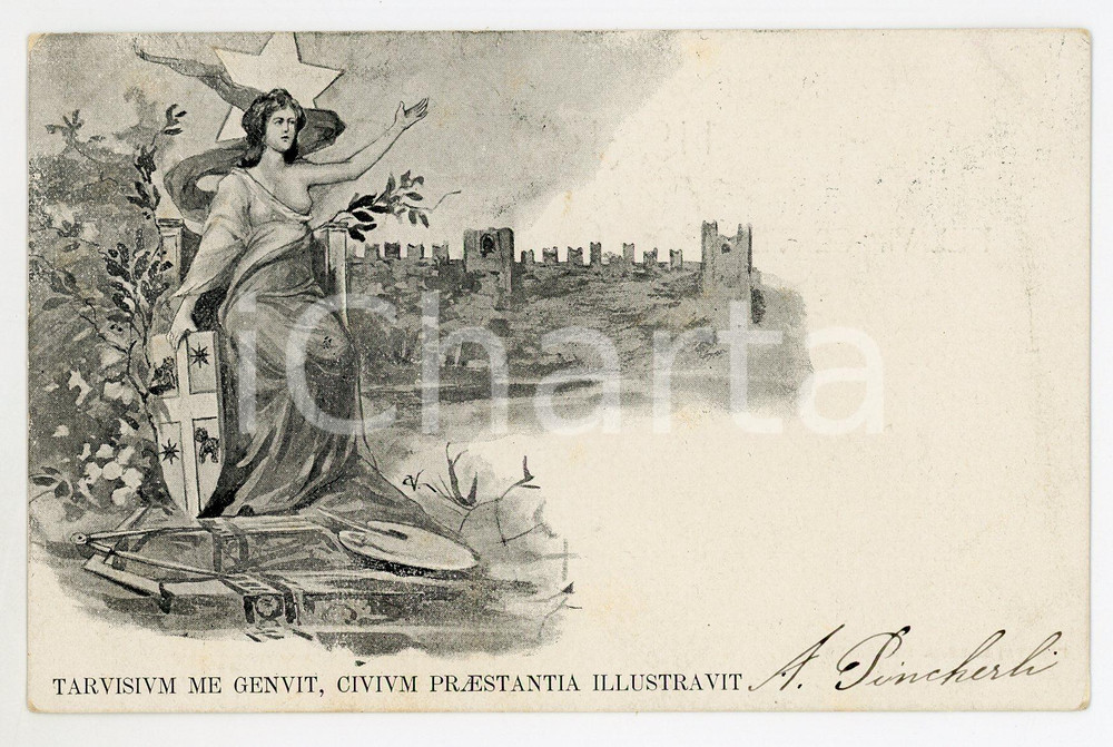 1899 CASTELFRANCO VENETO VII Centenario della fondazione - Cartolina ILLUSTRATA  Cartolina postale d'epoca, viaggiata.CONDIZIONI: fairFORMATO: FP    originale e autentica 1