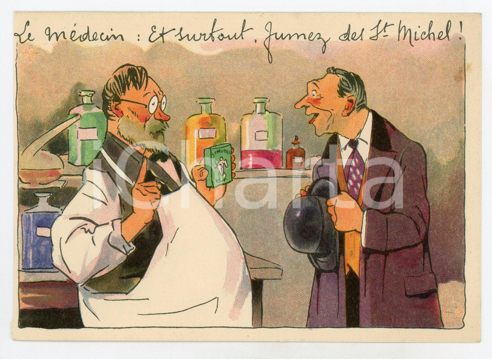 1930ca ST. MICHEL CIGARETTES Et surtout, fumez de St. Michel - Carte Postale  Cartolina postale d'epoca, non viaggiata.CONDIZIONI: FAIRFORMATO: FG    originale e autentica 1