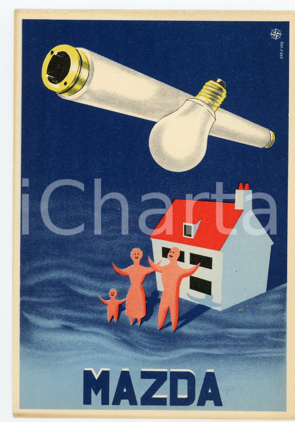 1925 ca MAZDA Lampadine - Illustrazione di Pat O'SHE - Cartolina FG NV  Cartolina postale d'epoca, non viaggiata.CONDIZIONI: FAIRFORMATO: FG    originale e autentica 1