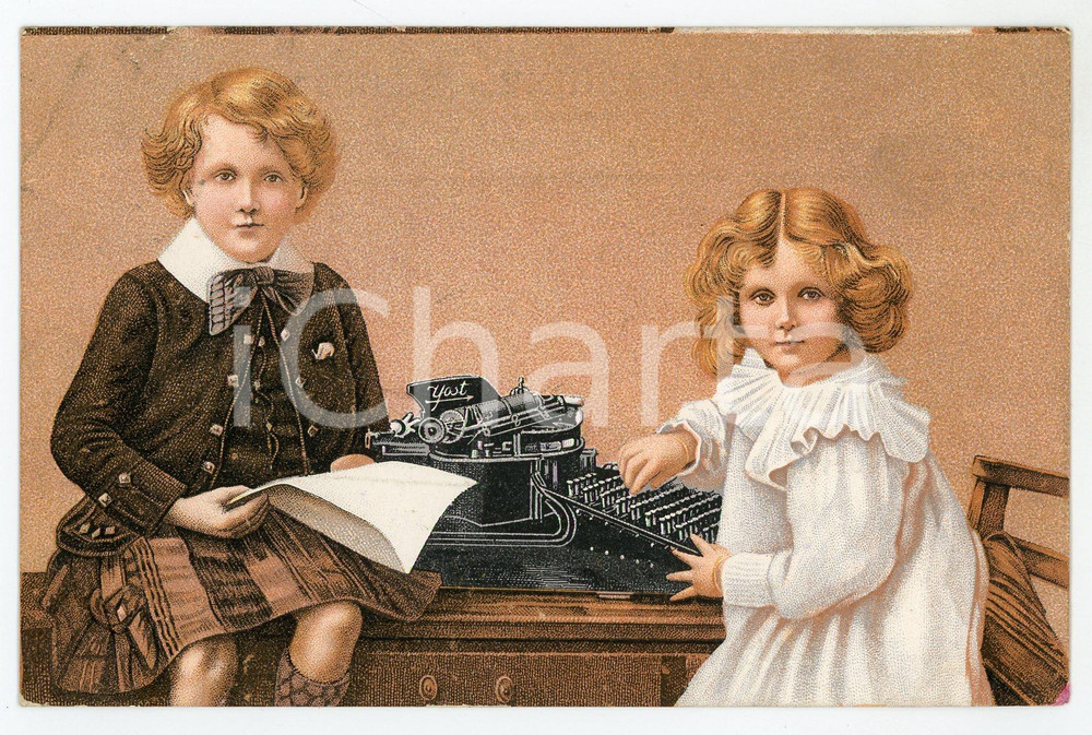 Cartolina originale da collezione 1907 BRUXELLES Compagnie de la machine a Ã©crire YOST Carte postale ILLUSTRÃ‰E FP 1