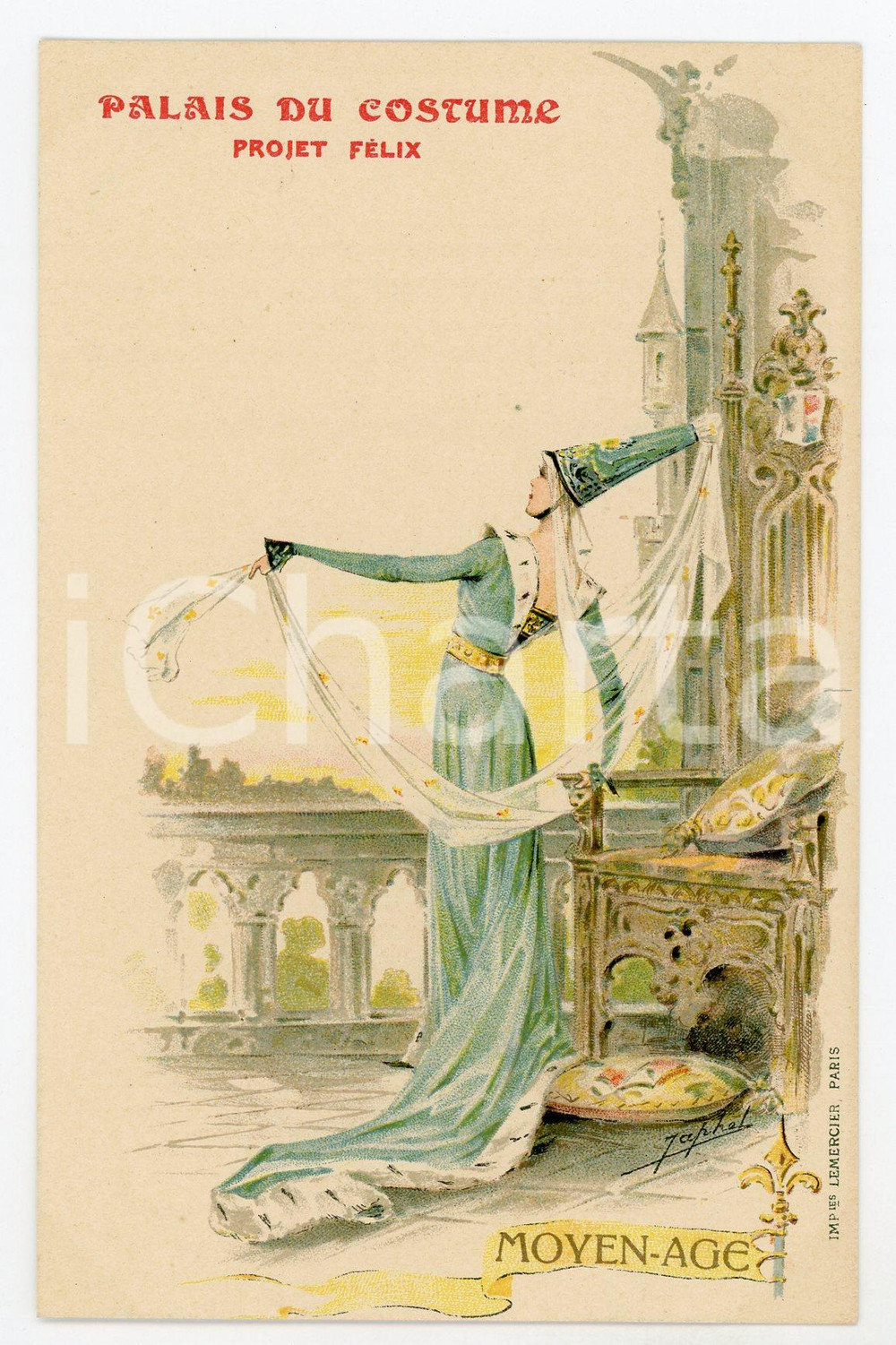 1900 ca PALAIS DU COSTUME Projet Félix - Moyen Age - Ill. JAPHET Carte Postale  Cartolina postale d'epoca, non viaggiata.CONDIZIONI: FAIR FORMATO: FP    originale e autentica 1