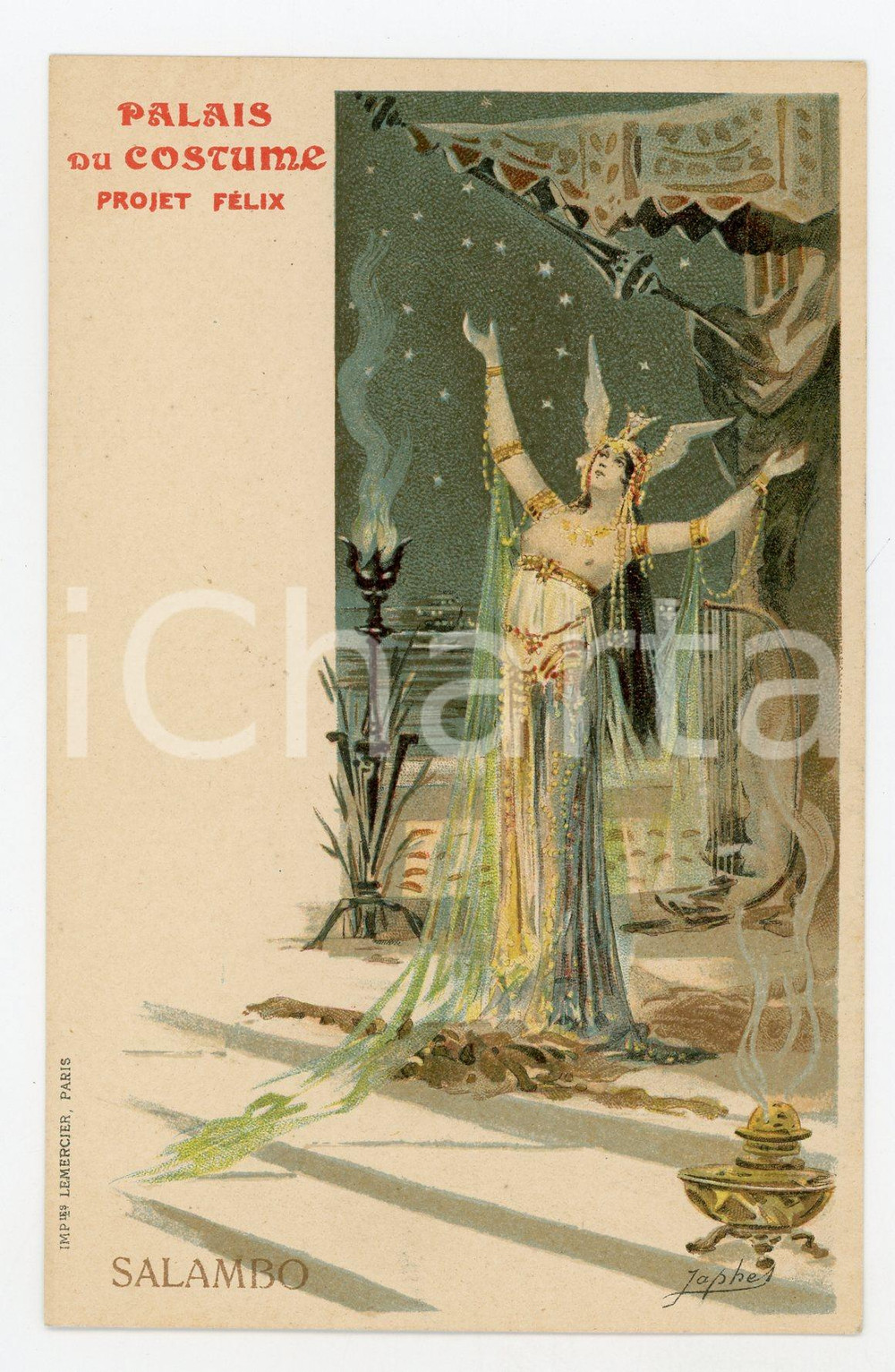 1900 ca PALAIS DU COSTUME Projet Félix - Salambo - Ill. JAPHET Carte postale FP  Cartolina postale d'epoca, non viaggiata.CONDIZIONI: FAIR FORMATO: FP    originale e autentica 1