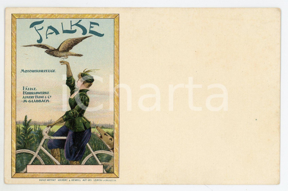 1900 ca FALKE Motorfahrzeuge - Albert Falke & Co - Vintage postcard advertising  Cartolina postale d'epoca, non viaggiata.CONDIZIONI: GFORMATO: FP    originale e autentica 1