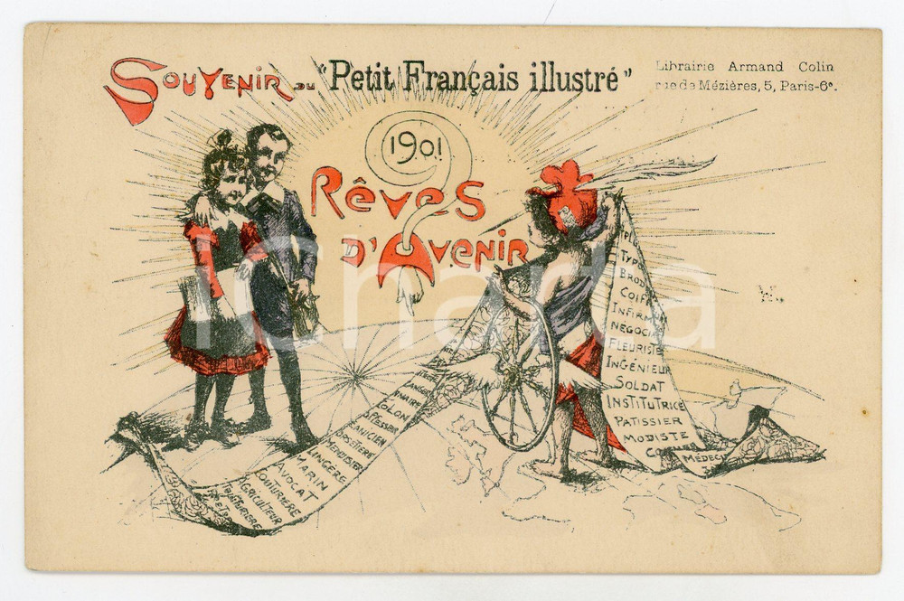 1901 RÊVES D'AVENIR Souvenir du PETIT FRANÇAIS ILLUSTRE - Carte postale FP NV  Cartolina postale d'epoca, non viaggiata.CONDIZIONI: FAIRFORMATO: FP    originale e autentica 1