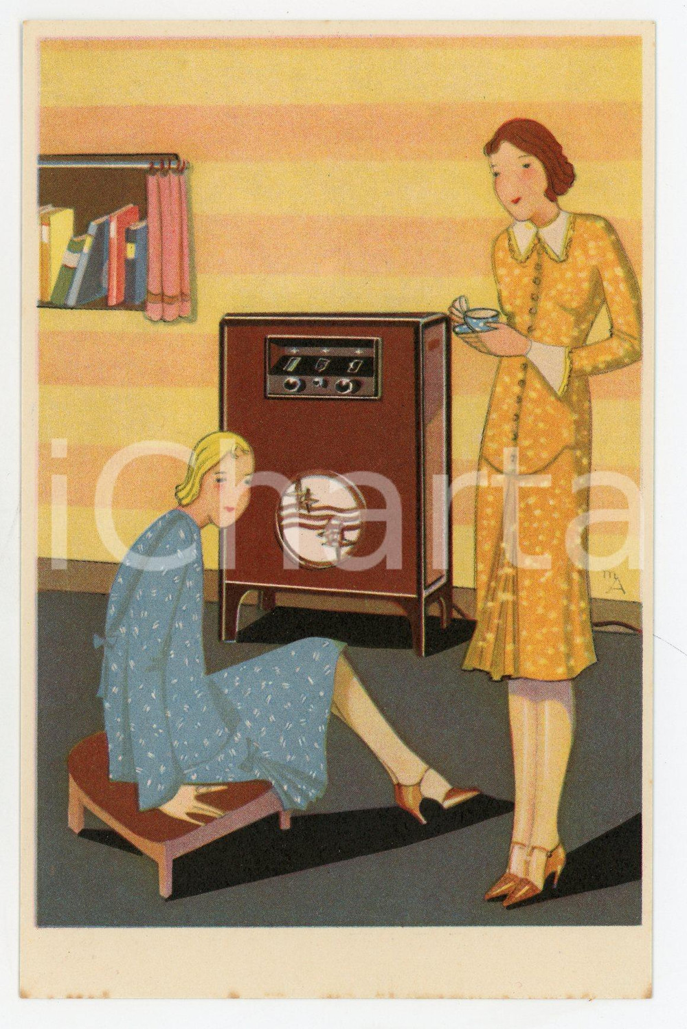 1920 ca PHILIPS RADIO Ricevitore in mobile 2601 - Cartolina ILLUSTRATA FP NV  Cartolina postale d'epoca, non viaggiata.CONDIZIONI: FAIRFORMATO: FP    originale e autentica 1