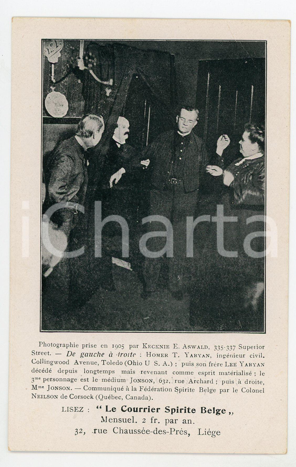 1910 ca LIEGE Librairie Spirite - Medium J. B. JONSON avec esprit *Carte postale  Cartolina postale d'epoca, non viaggiata.CONDIZIONI: G FORMATO: FP    originale e autentica 1