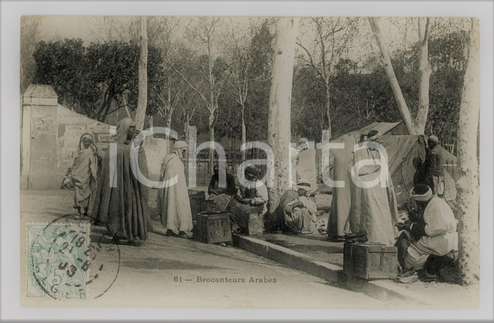 1906 COSTUMES ALGERIE Brocanteurs arabes - Carte postale vintage circulée  Cartolina postale d'epoca, viaggiata.CONDIZIONI: GFORMATO: FP    originale e autentica 1