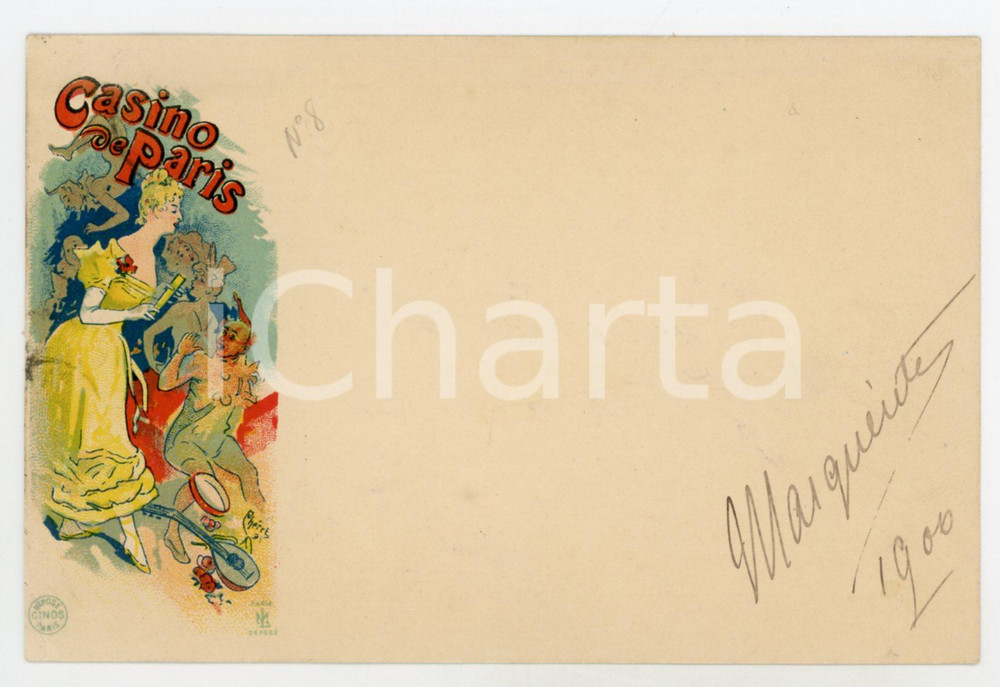 1900 ART NOUVEAU Artiste Jules CHERET - Casino de Paris - Carte postale CINOS  Cartolina postale d'epoca, viaggiata.EDITORE: Cinos - ParisCONDIZIONI: G FORMATO: FP    originale e autentica 1