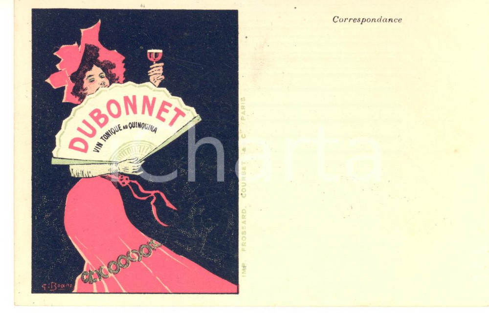 1900 ca Giuseppe BOANO - DUBONNET Vin Tonique Au Quinquina - Carte postale  Pregevole cartolina postale pubblicitaria d'epoca, illustrata a colori da Giuseppe Boano, non viaggiata.CONDIZIONI: GFORMATO: FP    originale e autentica 1