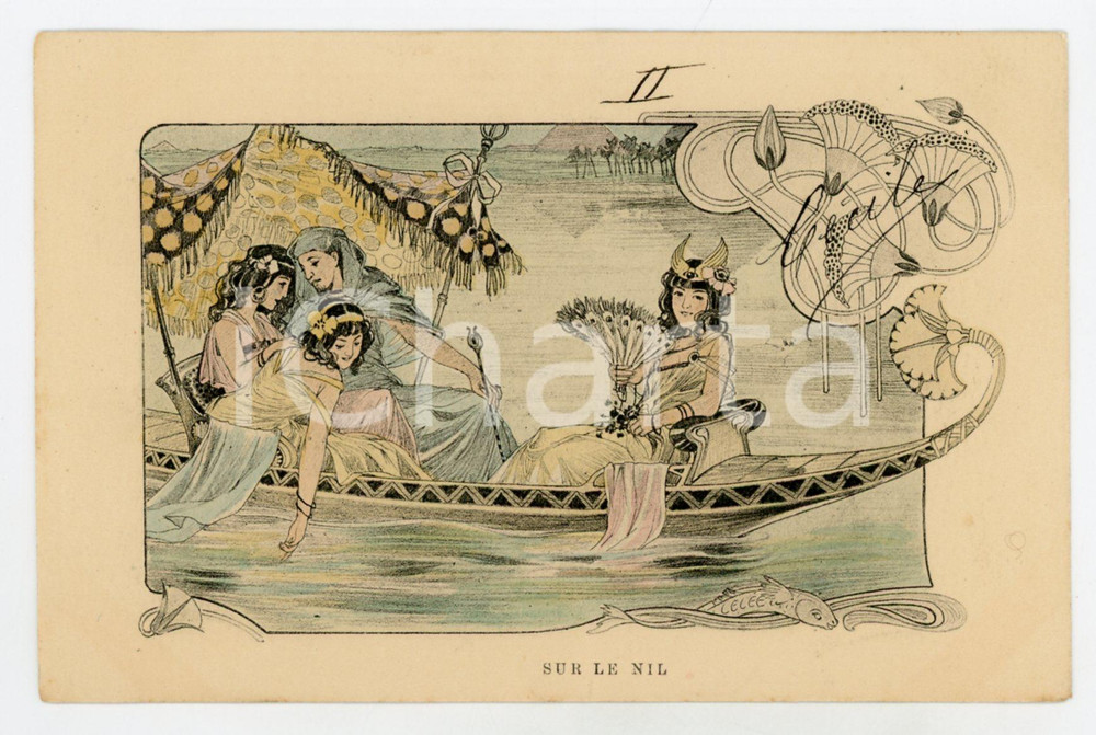 1902 ART NOUVEAU Artist Léopold LELEE - Egypte / Sur le Nil - Carte postale  Cartolina postale d'epoca, viaggiata. GOOD/buono  Formato: 14x9 cm originale e autentica 1