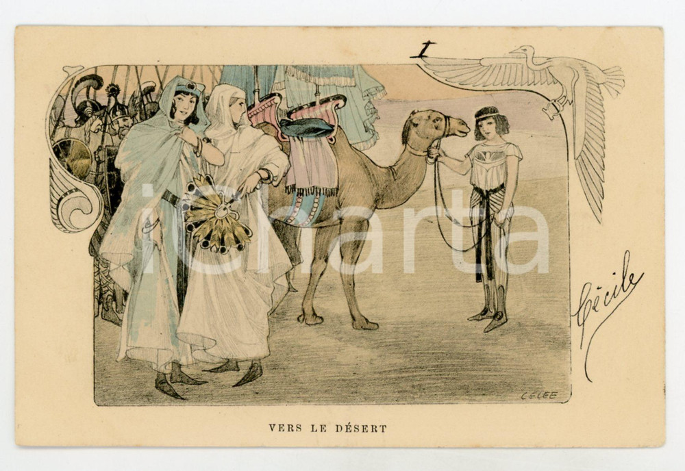 1902 ART NOUVEAU Artist Léopold LELEE - Vers le désert - Carte postale  Cartolina postale d'epoca, viaggiata.CONDIZIONI: G FORMATO: FP    originale e autentica 1