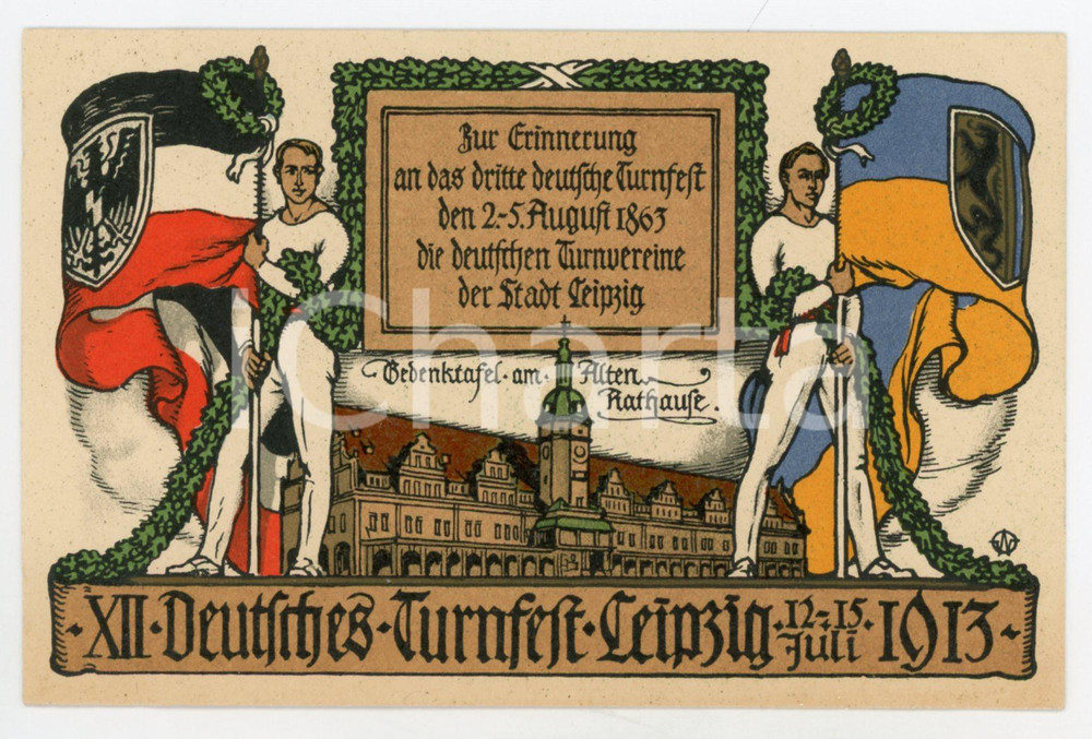 1913 LEIPZIG (GERMANY) XII Deutsches Turnfest - Original old postcard  Cartolina postale d'epoca, non viaggiata. GOOD/buono  Formato: 14x9 cm originale e autentica 1