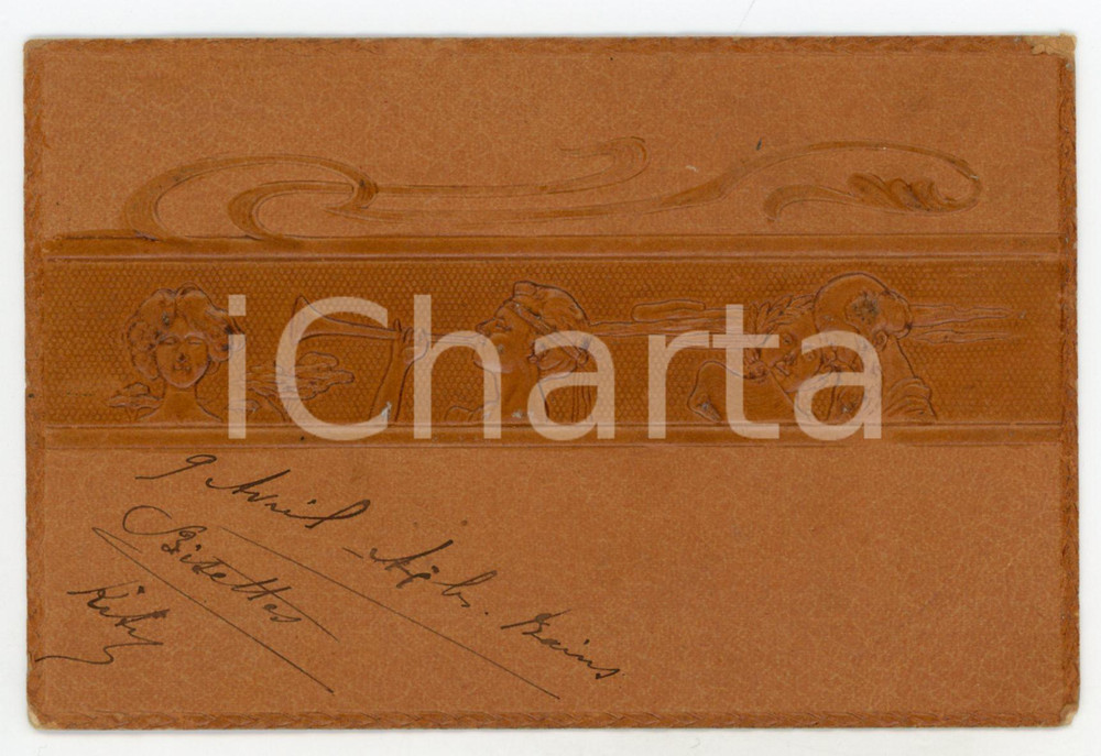1904 ART NOUVEAU Raphael KIRCHNER - Small Greek heads (2) Embossed postcard  Rara cartolina postale d'epoca, opera dell'artista e illustratore Raphael Kirchner, a rilievo, viaggiata.CONDIZIONI: FAIR (minime sbrecciature superficiali)FORMATO: FP    originale e autentica 1