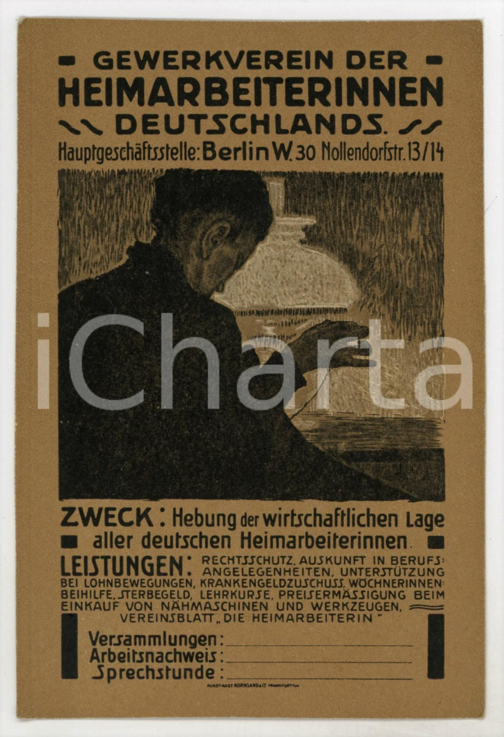 1915 BERLIN Gewerkverein der Heimarbeiterinnen DEUTSCHLANDS - Postcard  Cartolina postale d'epoca, non viaggiata. GOOD/buono  Formato: 14x10 cm originale e autentica 1