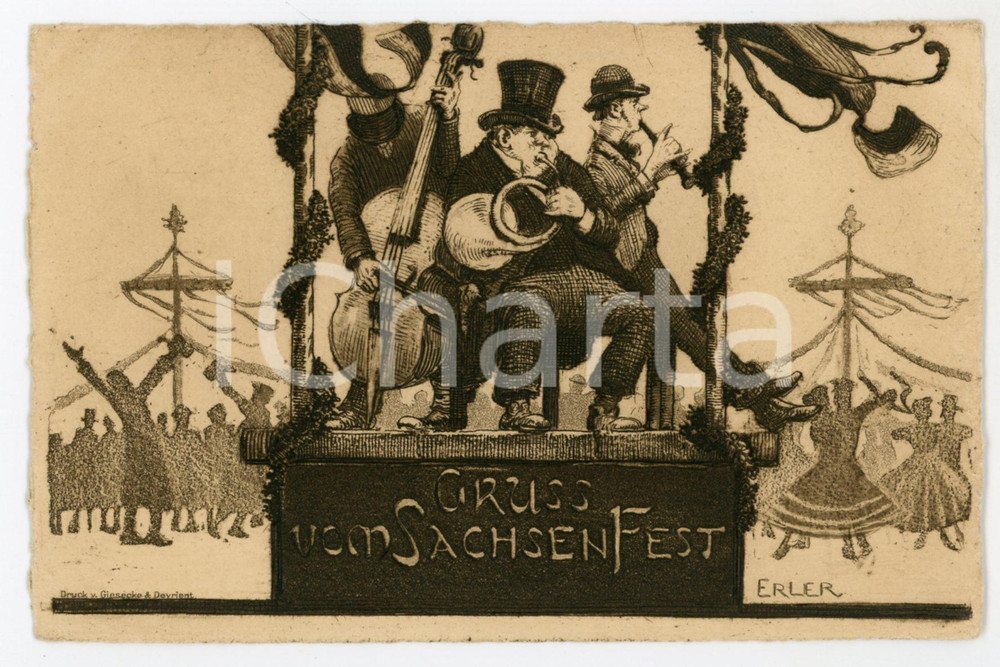 1912 DRESDEN Sachsenfest - Artist ERLER - Old postcard  Cartolina postale d'epoca, non viaggiata. GOOD/buono  Formato: 9x14 cm originale e autentica 1